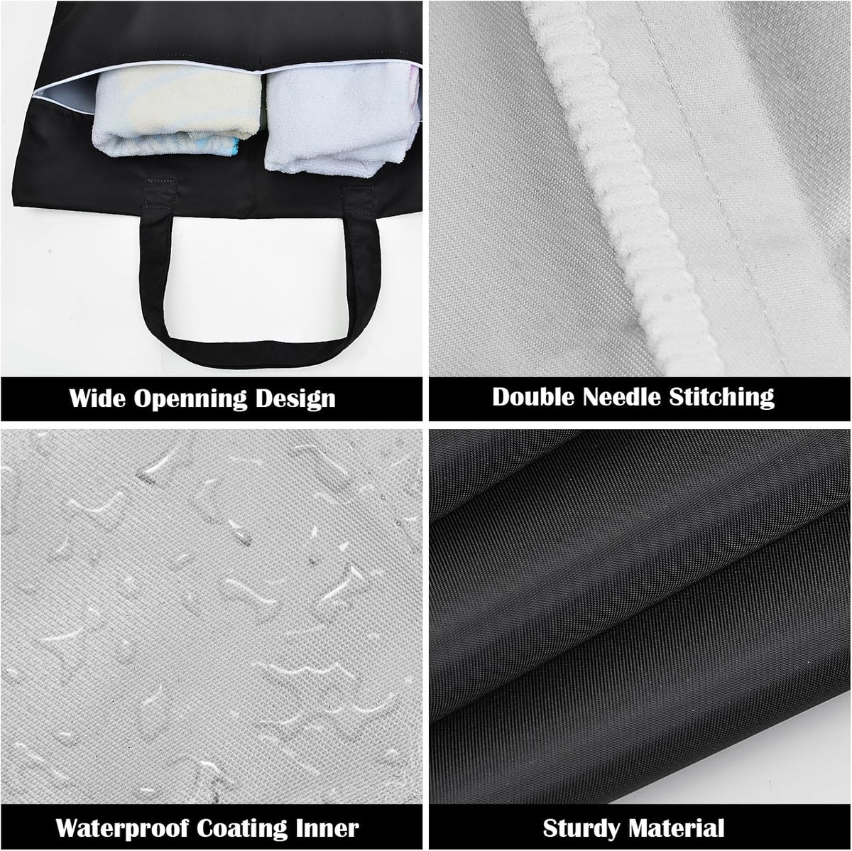 2 Pcs Large Travel Laundry Bag Washable Waterproof Wet Bag Dirty Clothes Bag Swimsuit Workout Bag for Gym Clothes Laundry Wet Clothes Swimming Pool Yoga College Dorm (Blue+Grey)