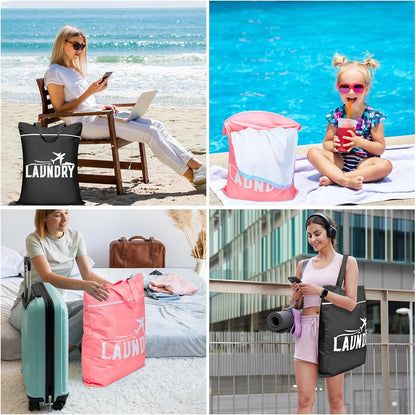 2 Pcs Large Travel Laundry Bag Washable Waterproof Wet Bag Dirty Clothes Bag Swimsuit Workout Bag for Gym Clothes Laundry Wet Clothes Swimming Pool Yoga College Dorm (Blue+Grey)