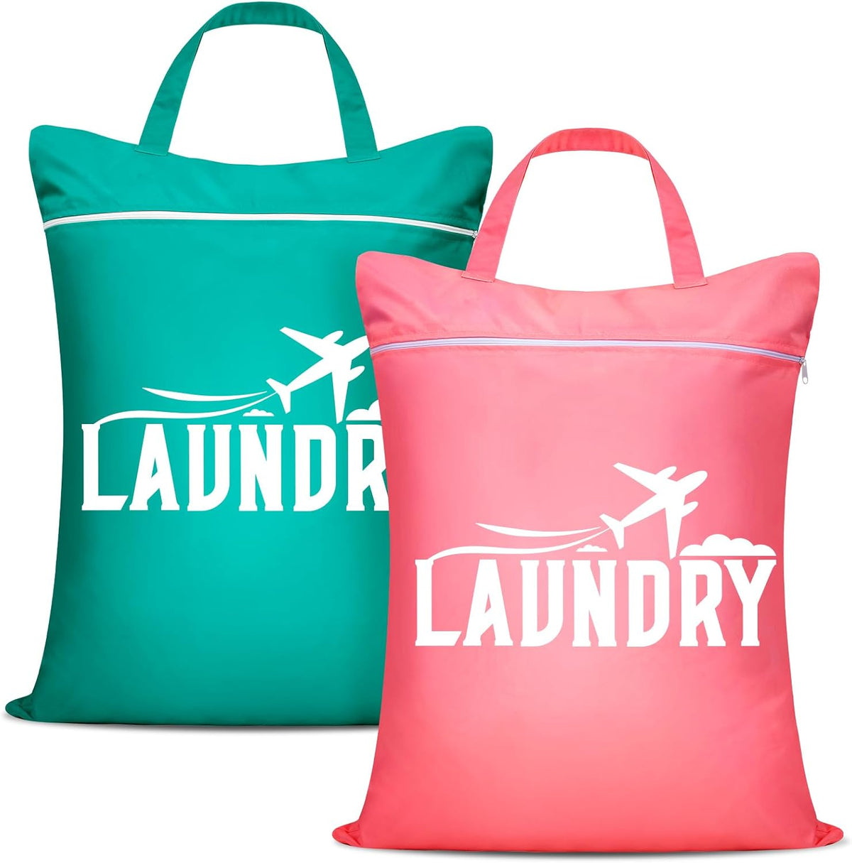 2 Pcs Large Travel Laundry Bag Washable Waterproof Wet Bag Dirty Clothes Bag Swimsuit Workout Bag for Gym Clothes Laundry Wet Clothes Swimming Pool Yoga College Dorm (Blue+Grey)