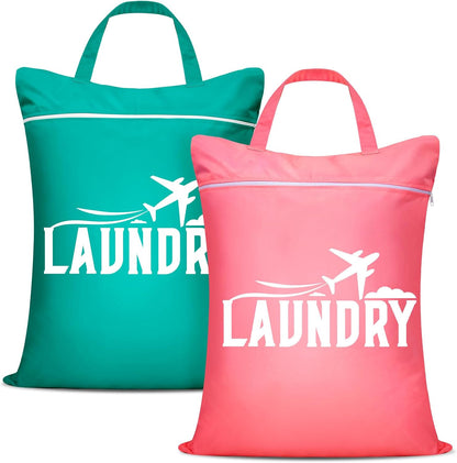 2 Pcs Large Travel Laundry Bag Washable Waterproof Wet Bag Dirty Clothes Bag Swimsuit Workout Bag for Gym Clothes Laundry Wet Clothes Swimming Pool Yoga College Dorm (Blue+Grey)