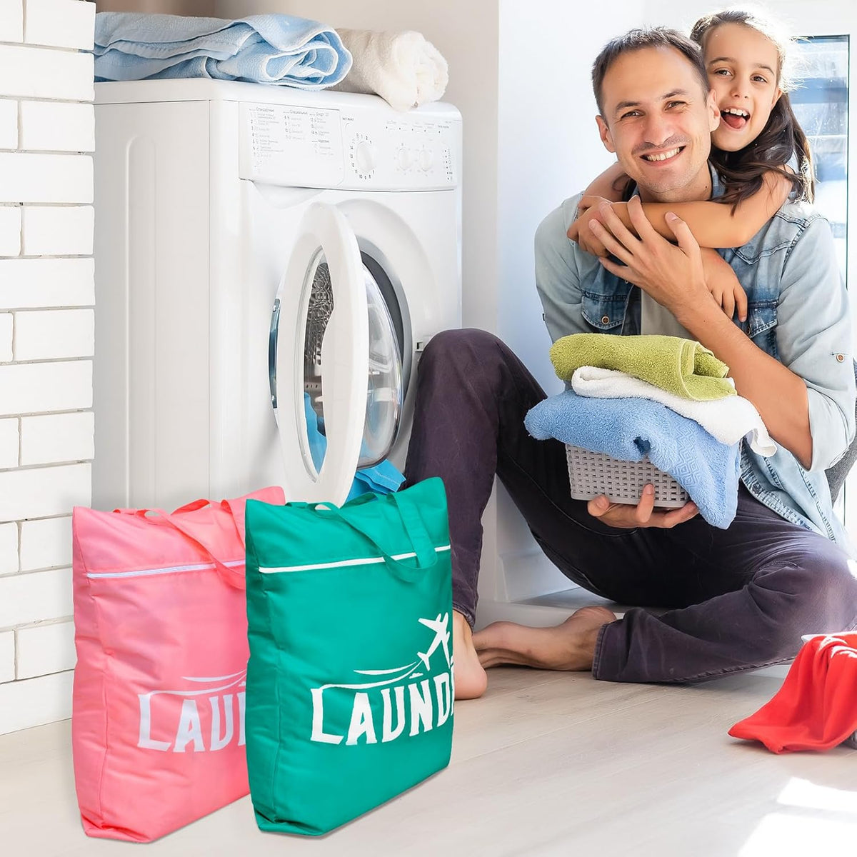 2 Pcs Large Travel Laundry Bag Washable Waterproof Wet Bag Dirty Clothes Bag Swimsuit Workout Bag for Gym Clothes Laundry Wet Clothes Swimming Pool Yoga College Dorm (Blue+Grey)