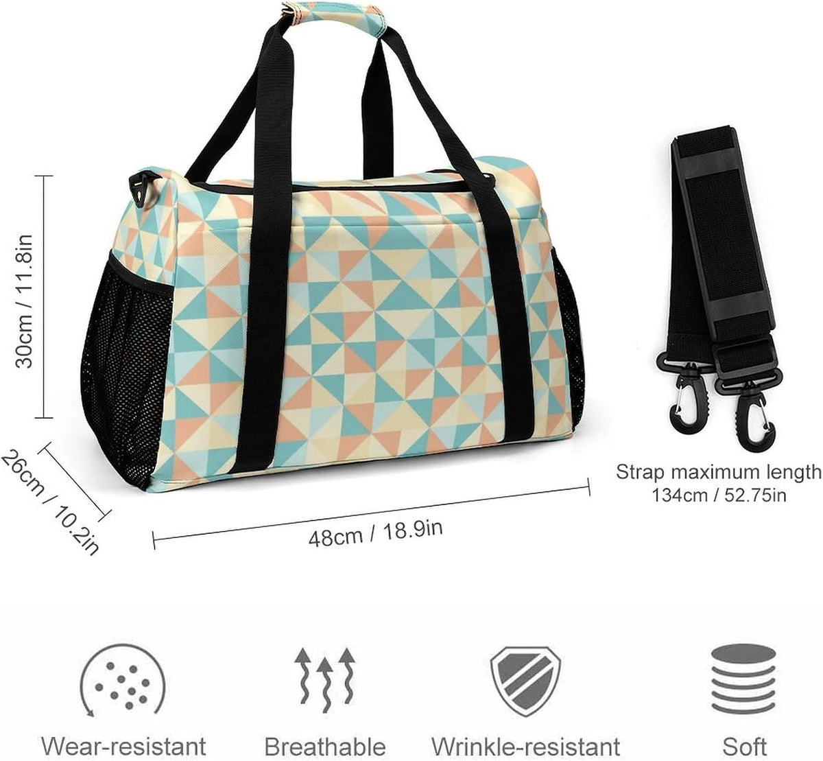 Large Capacity Duffel Bag for Gym Sports Travel Simple Organization Weekender Overnight