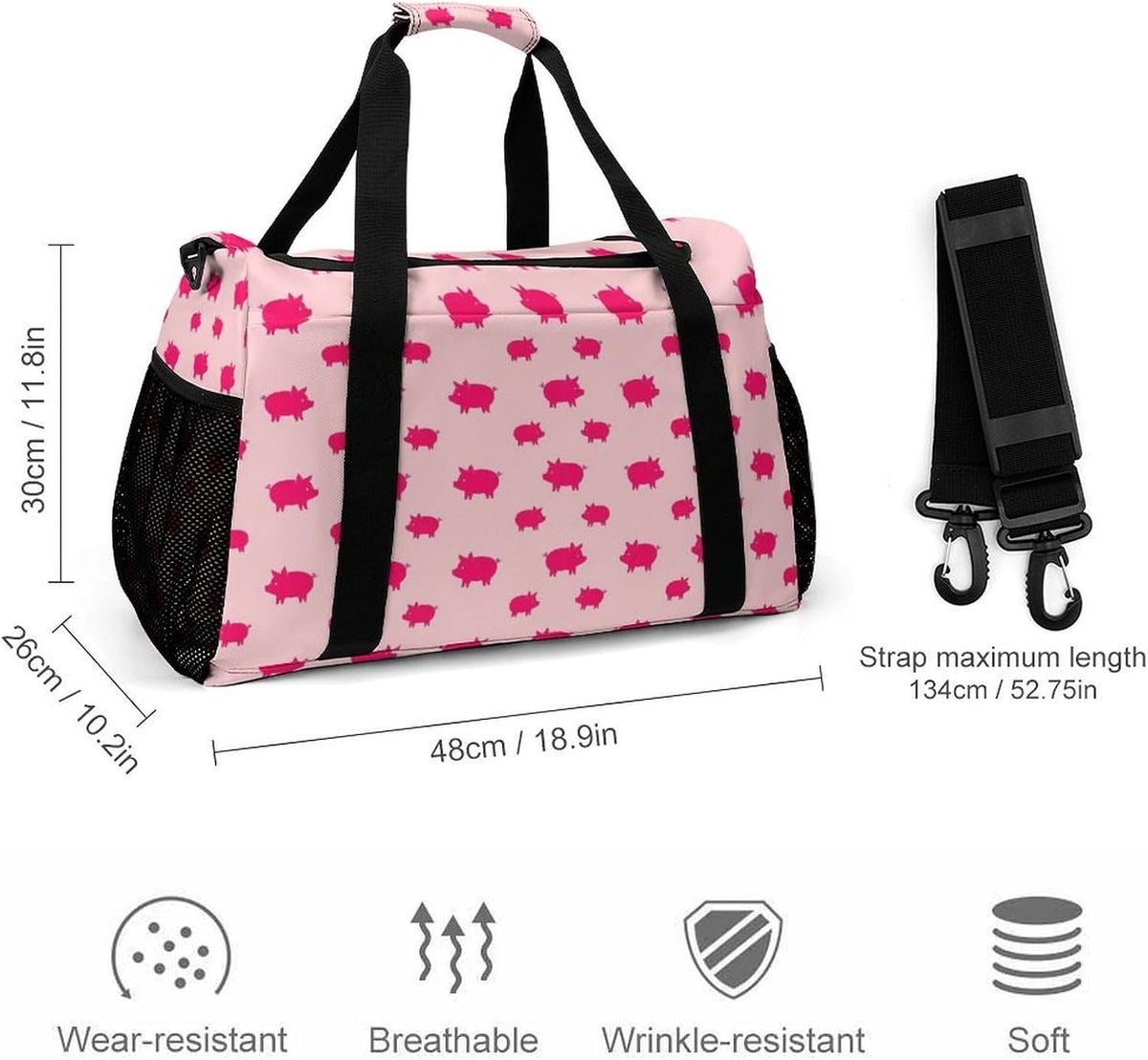 Large Capacity Duffel Bag for Gym Sports Travel Simple Organization Weekender Overnight