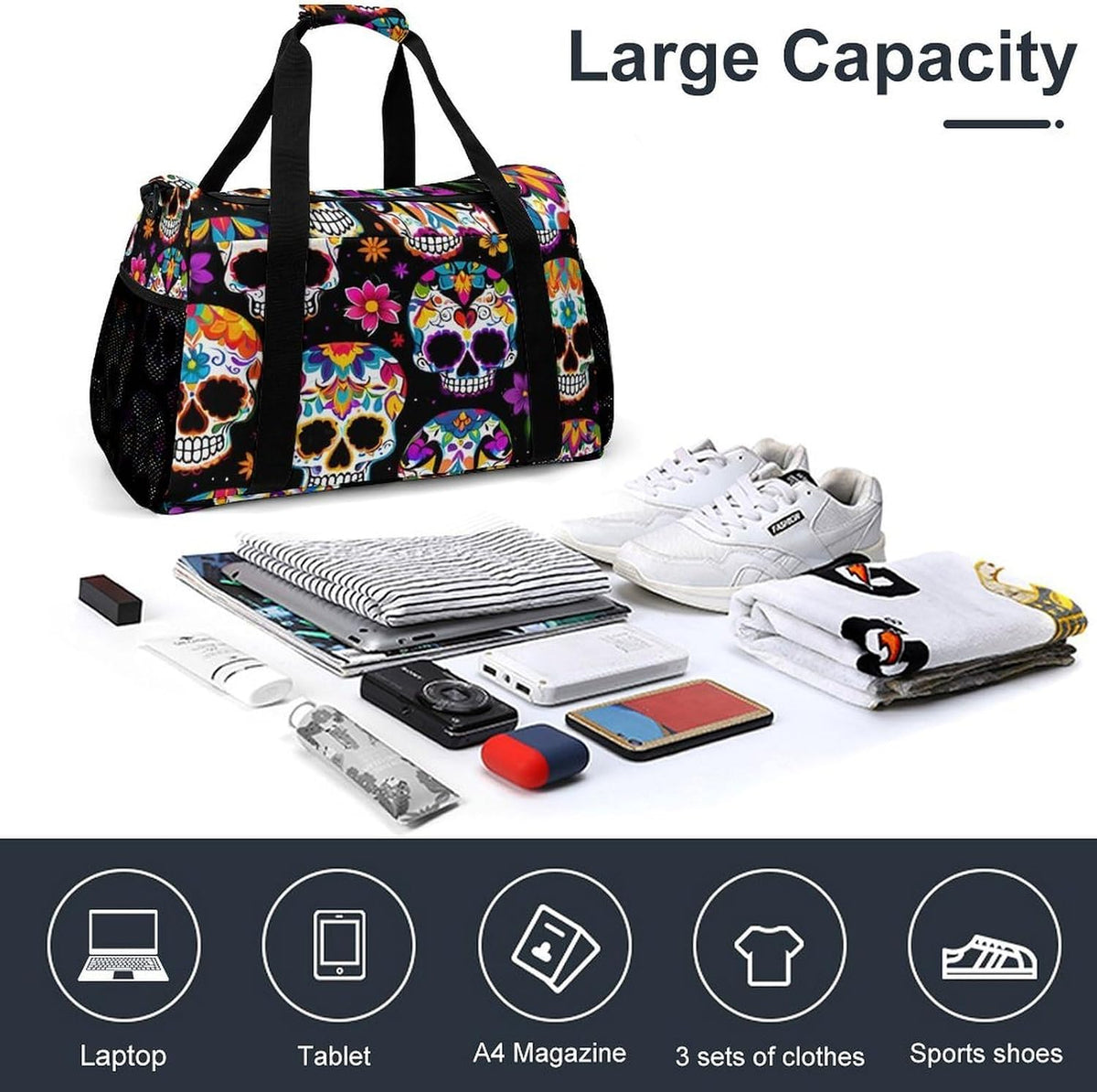 Large Capacity Duffel Bag for Gym Sports Travel Simple Organization Weekender Overnight