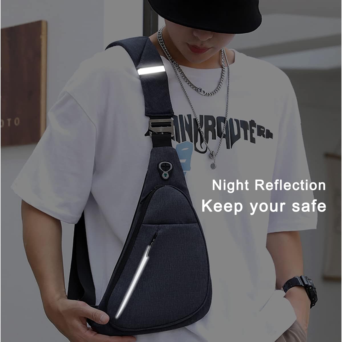 Sling Bag Small Waterproof Shoulder Backpack For Travel Hiking Anti-Thief Crossbody Chest Daypack Personal Pocket Bag