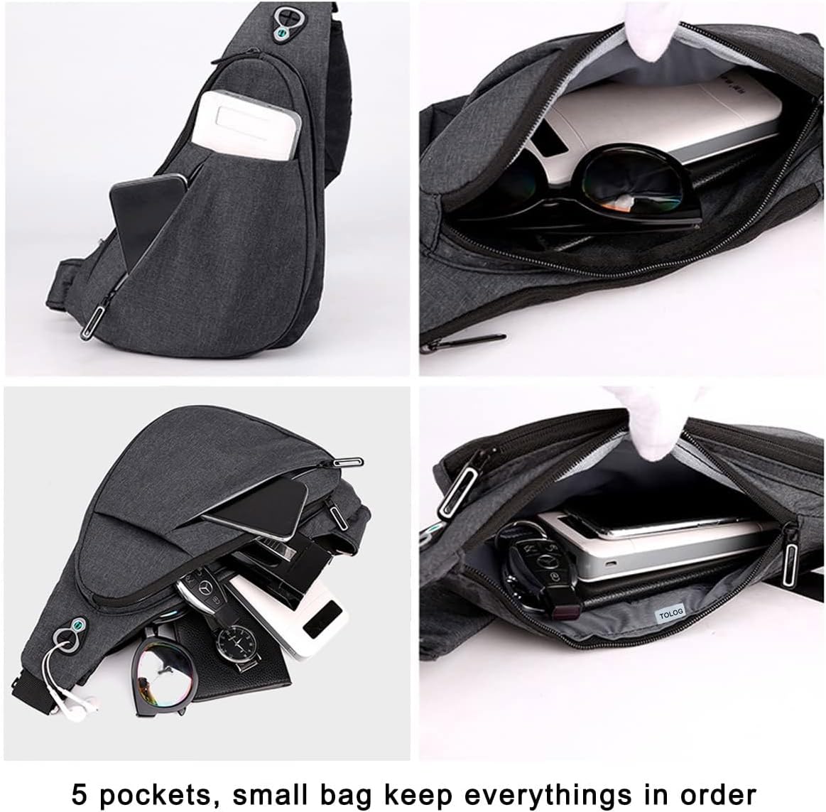 Sling Bag Small Waterproof Shoulder Backpack For Travel Hiking Anti-Thief Crossbody Chest Daypack Personal Pocket Bag