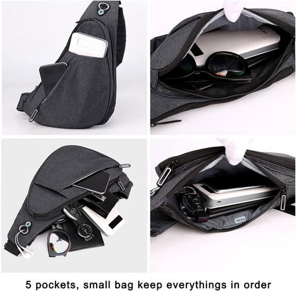 Sling Bag Small Waterproof Shoulder Backpack For Travel Hiking Anti-Thief Crossbody Chest Daypack Personal Pocket Bag