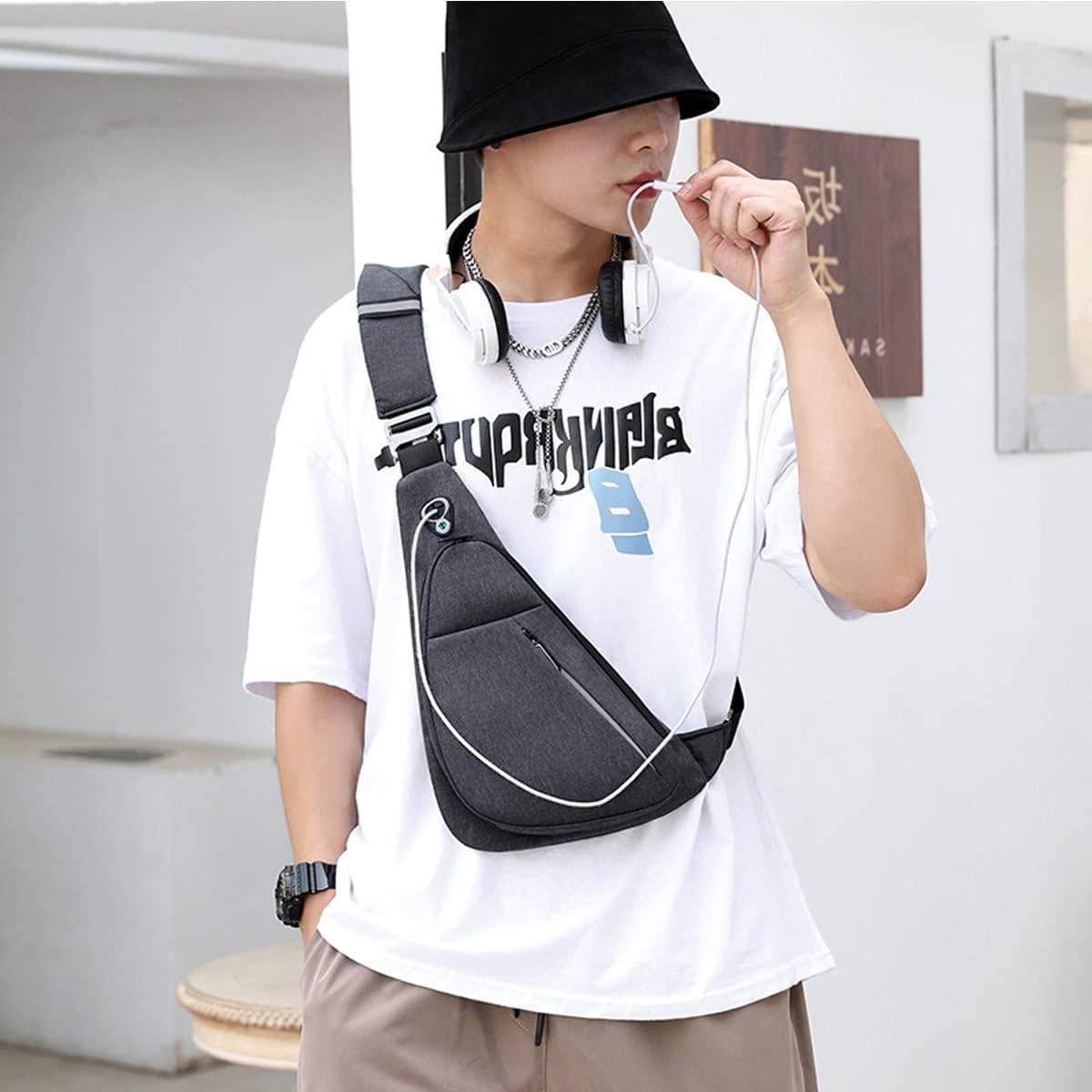 Sling Bag Small Waterproof Shoulder Backpack For Travel Hiking Anti-Thief Crossbody Chest Daypack Personal Pocket Bag