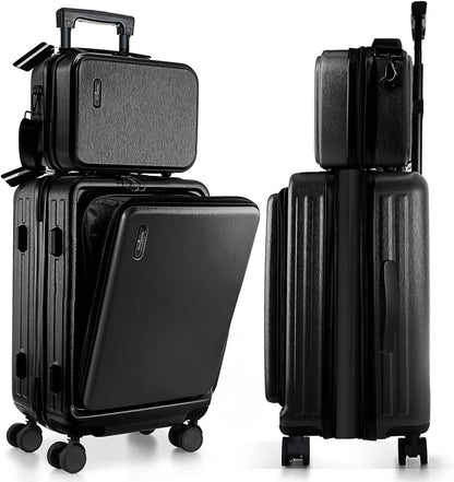 22 Inch Carry On Luggage, Carry On Suitcase with Wheels, Hardside Luggage Carry-On, Expandable Grey Small Suitcase, Hard Shell Carry-on Luggage, Spinner Luggage with Cosmetic Bag