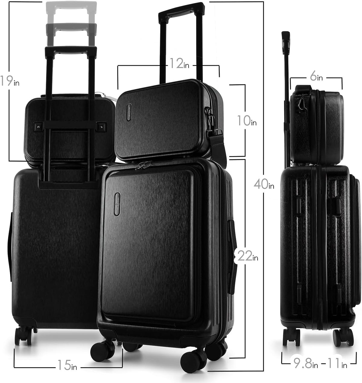 22 Inch Carry On Luggage, Carry On Suitcase with Wheels, Hardside Luggage Carry-On, Expandable Grey Small Suitcase, Hard Shell Carry-on Luggage, Spinner Luggage with Cosmetic Bag