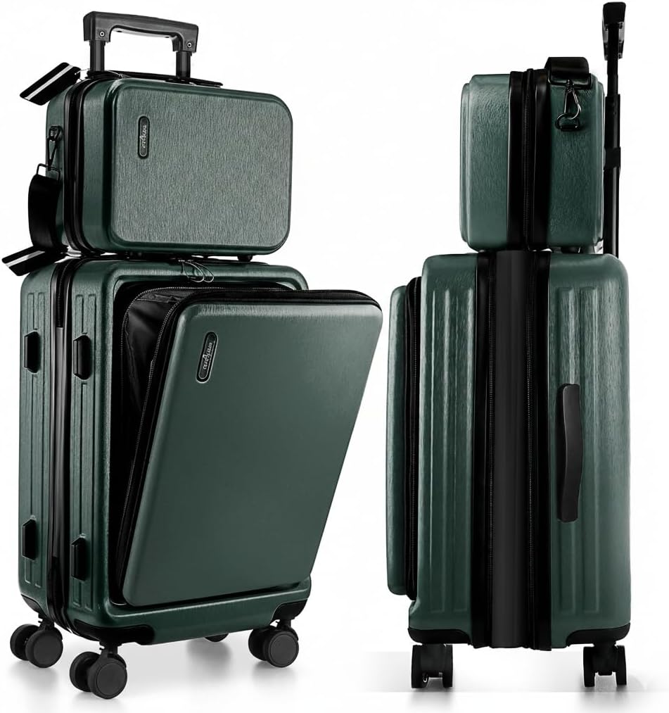 22 Inch Carry On Luggage, Carry On Suitcase with Wheels, Hardside Luggage Carry-On, Expandable Grey Small Suitcase, Hard Shell Carry-on Luggage, Spinner Luggage with Cosmetic Bag