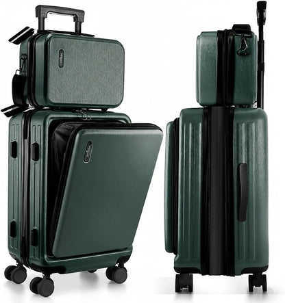 22 Inch Carry On Luggage, Carry On Suitcase with Wheels, Hardside Luggage Carry-On, Expandable Grey Small Suitcase, Hard Shell Carry-on Luggage, Spinner Luggage with Cosmetic Bag