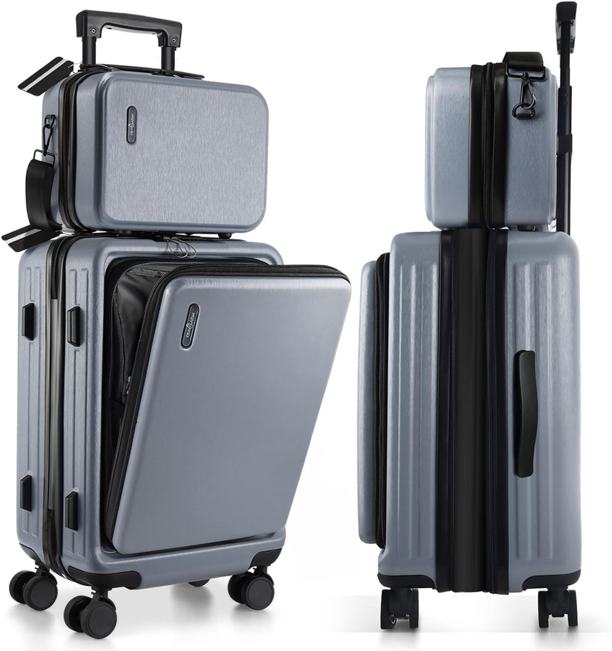 22 Inch Carry On Luggage, Carry On Suitcase with Wheels, Hardside Luggage Carry-On, Expandable Grey Small Suitcase, Hard Shell Carry-on Luggage, Spinner Luggage with Cosmetic Bag