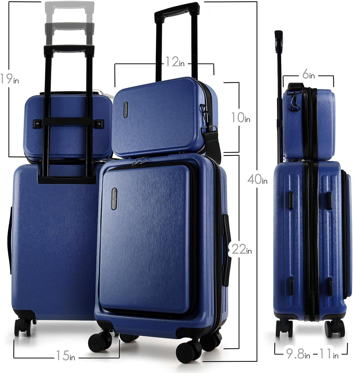 22 Inch Carry On Luggage, Carry On Suitcase with Wheels, Hardside Luggage Carry-On, Expandable Grey Small Suitcase, Hard Shell Carry-on Luggage, Spinner Luggage with Cosmetic Bag