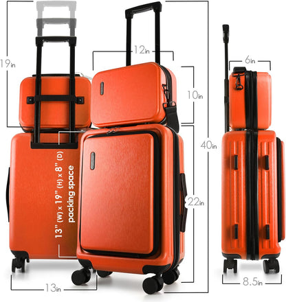 22 Inch Carry On Luggage, Carry On Suitcase with Wheels, Hardside Luggage Carry-On, Expandable Grey Small Suitcase, Hard Shell Carry-on Luggage, Spinner Luggage with Cosmetic Bag