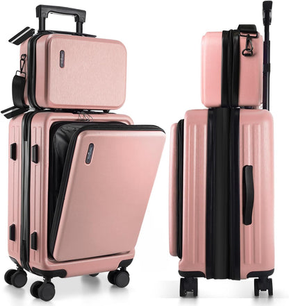 22 Inch Carry On Luggage, Carry On Suitcase with Wheels, Hardside Luggage Carry-On, Expandable Grey Small Suitcase, Hard Shell Carry-on Luggage, Spinner Luggage with Cosmetic Bag