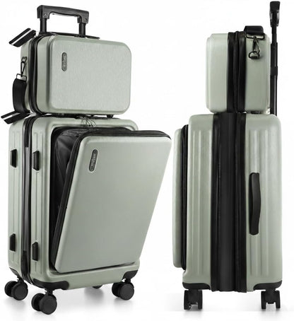 22 Inch Carry On Luggage, Carry On Suitcase with Wheels, Hardside Luggage Carry-On, Expandable Grey Small Suitcase, Hard Shell Carry-on Luggage, Spinner Luggage with Cosmetic Bag