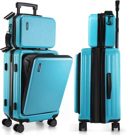 22 Inch Carry On Luggage, Carry On Suitcase with Wheels, Hardside Luggage Carry-On, Expandable Grey Small Suitcase, Hard Shell Carry-on Luggage, Spinner Luggage with Cosmetic Bag