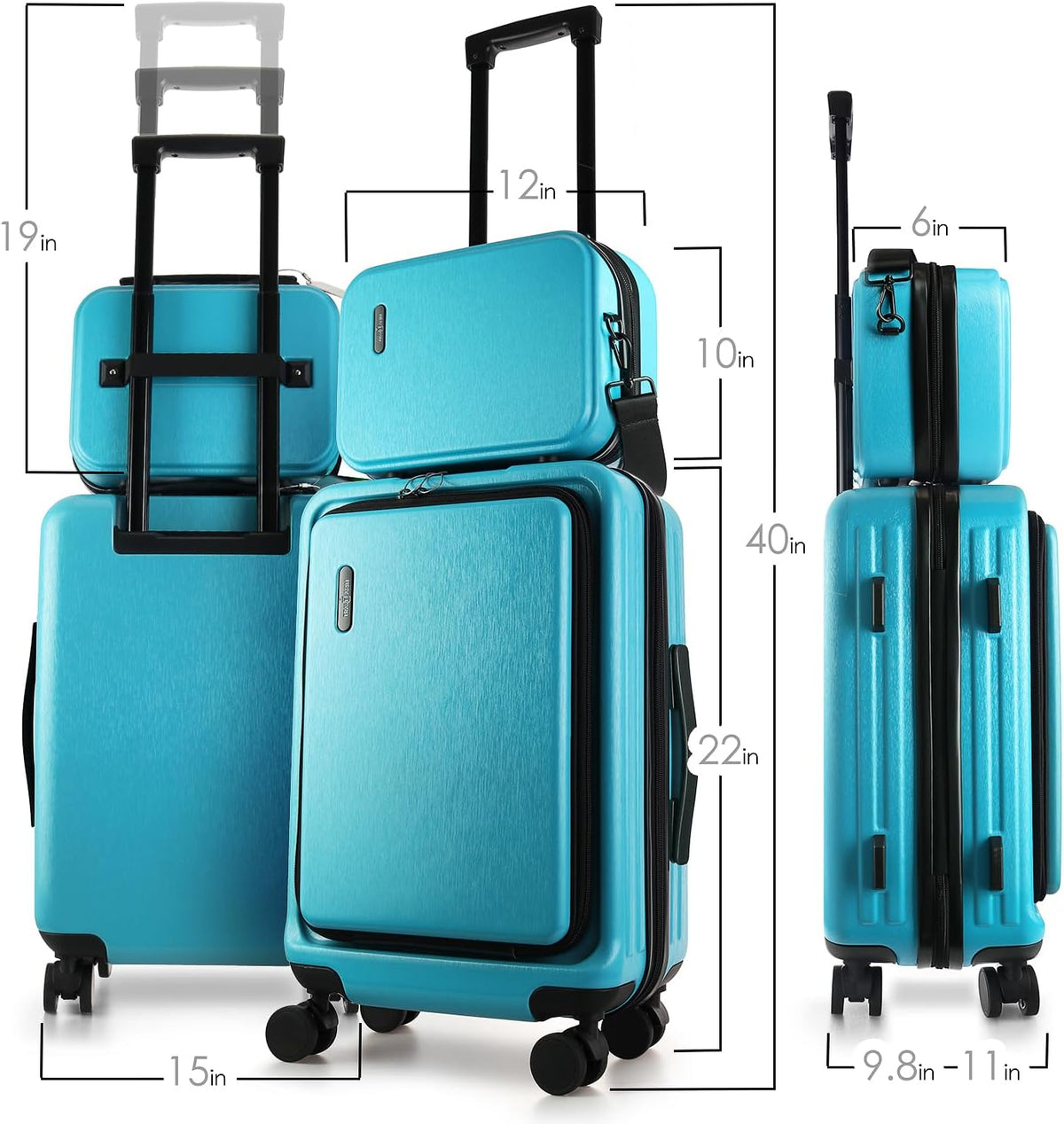22 Inch Carry On Luggage, Carry On Suitcase with Wheels, Hardside Luggage Carry-On, Expandable Grey Small Suitcase, Hard Shell Carry-on Luggage, Spinner Luggage with Cosmetic Bag