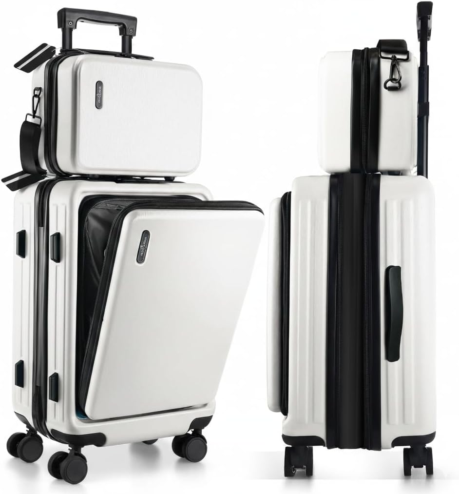 22 Inch Carry On Luggage, Carry On Suitcase with Wheels, Hardside Luggage Carry-On, Expandable Grey Small Suitcase, Hard Shell Carry-on Luggage, Spinner Luggage with Cosmetic Bag