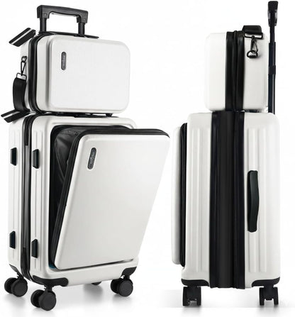 22 Inch Carry On Luggage, Carry On Suitcase with Wheels, Hardside Luggage Carry-On, Expandable Grey Small Suitcase, Hard Shell Carry-on Luggage, Spinner Luggage with Cosmetic Bag