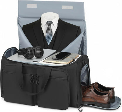 Convertible Garment Duffle Bags for Travel, Garment Bag with Shoe & Laptop Compartment, 2 in 1 Carry on Suit Garment Bags for Men Women, All in One Hanging Suit Travel Bag for Airplanes, 55L