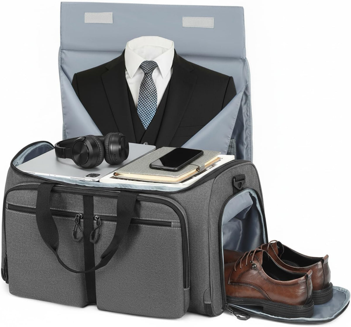 Convertible Garment Duffle Bags for Travel, Garment Bag with Shoe & Laptop Compartment, 2 in 1 Carry on Suit Garment Bags for Men Women, All in One Hanging Suit Travel Bag for Airplanes, 55L