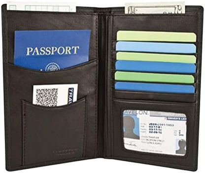 Passport Holder RFID Blocking Wallet Card ID Case Cover Organizer Black