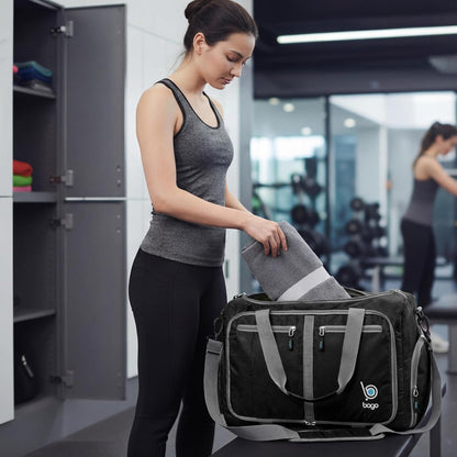 Bago Foldable Duffle Bag for Camping & Travel with Shoe Compartment. Large Duffle Bag for Women & Men. Durable Lightweight Duffel Bags for Traveling. 80L