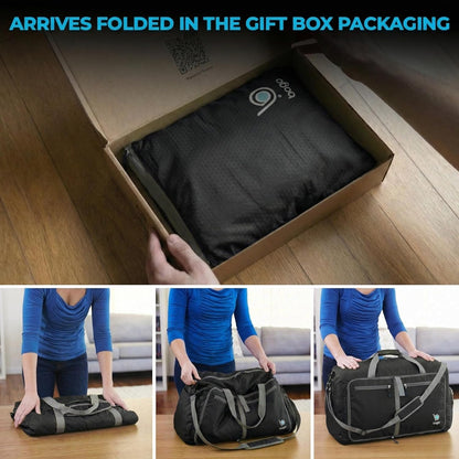 Bago Foldable Duffle Bag for Camping & Travel with Shoe Compartment. Large Duffle Bag for Women & Men. Durable Lightweight Duffel Bags for Traveling. 80L