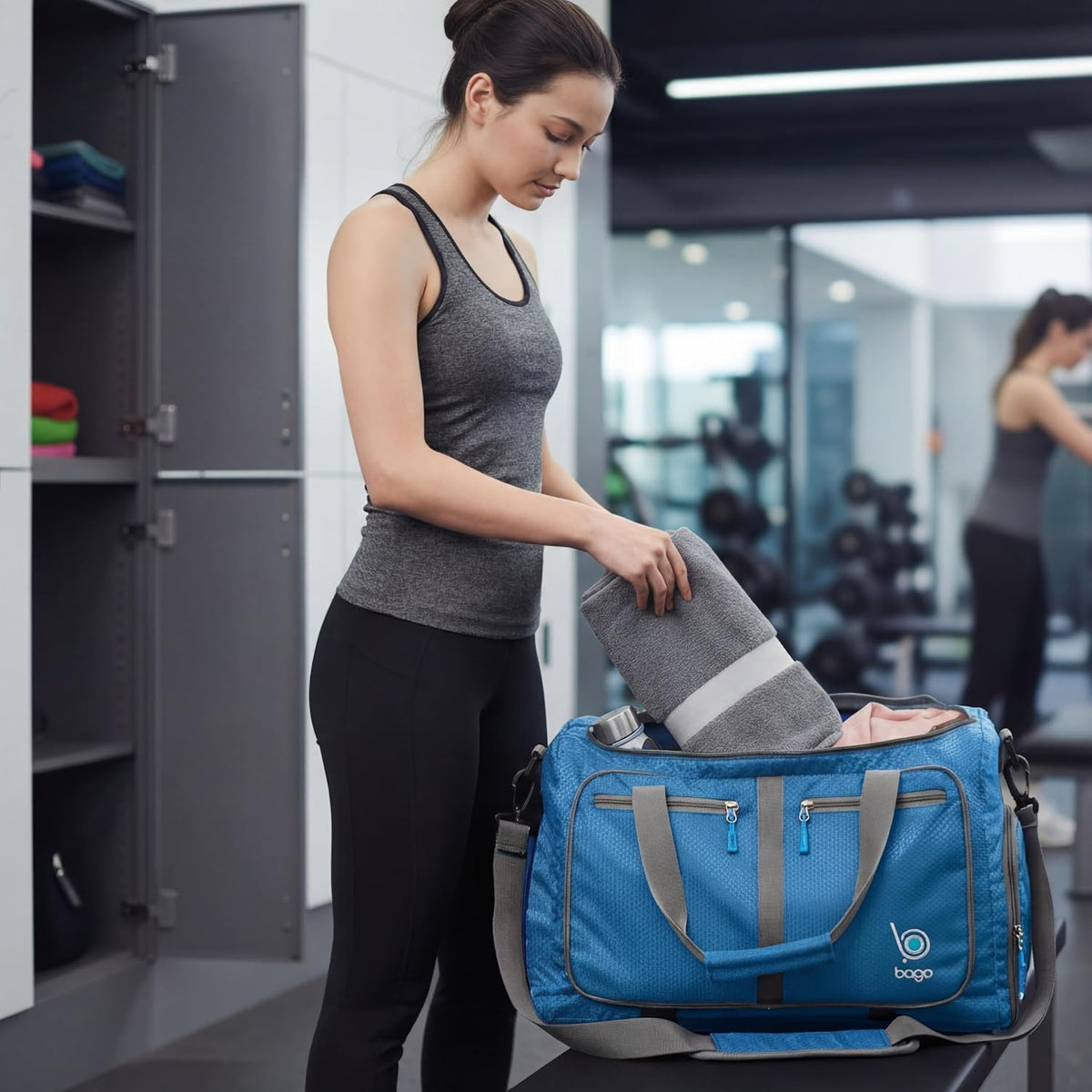 Bago Foldable Duffle Bag for Camping & Travel with Shoe Compartment. Large Duffle Bag for Women & Men. Durable Lightweight Duffel Bags for Traveling. 80L