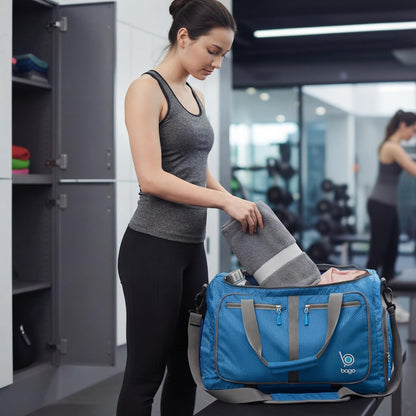 Bago Foldable Duffle Bag for Camping & Travel with Shoe Compartment. Large Duffle Bag for Women & Men. Durable Lightweight Duffel Bags for Traveling. 80L