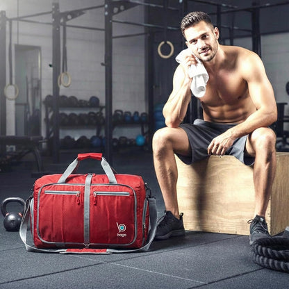 Bago Foldable Duffle Bag for Camping & Travel with Shoe Compartment. Large Duffle Bag for Women & Men. Durable Lightweight Duffel Bags for Traveling. 80L
