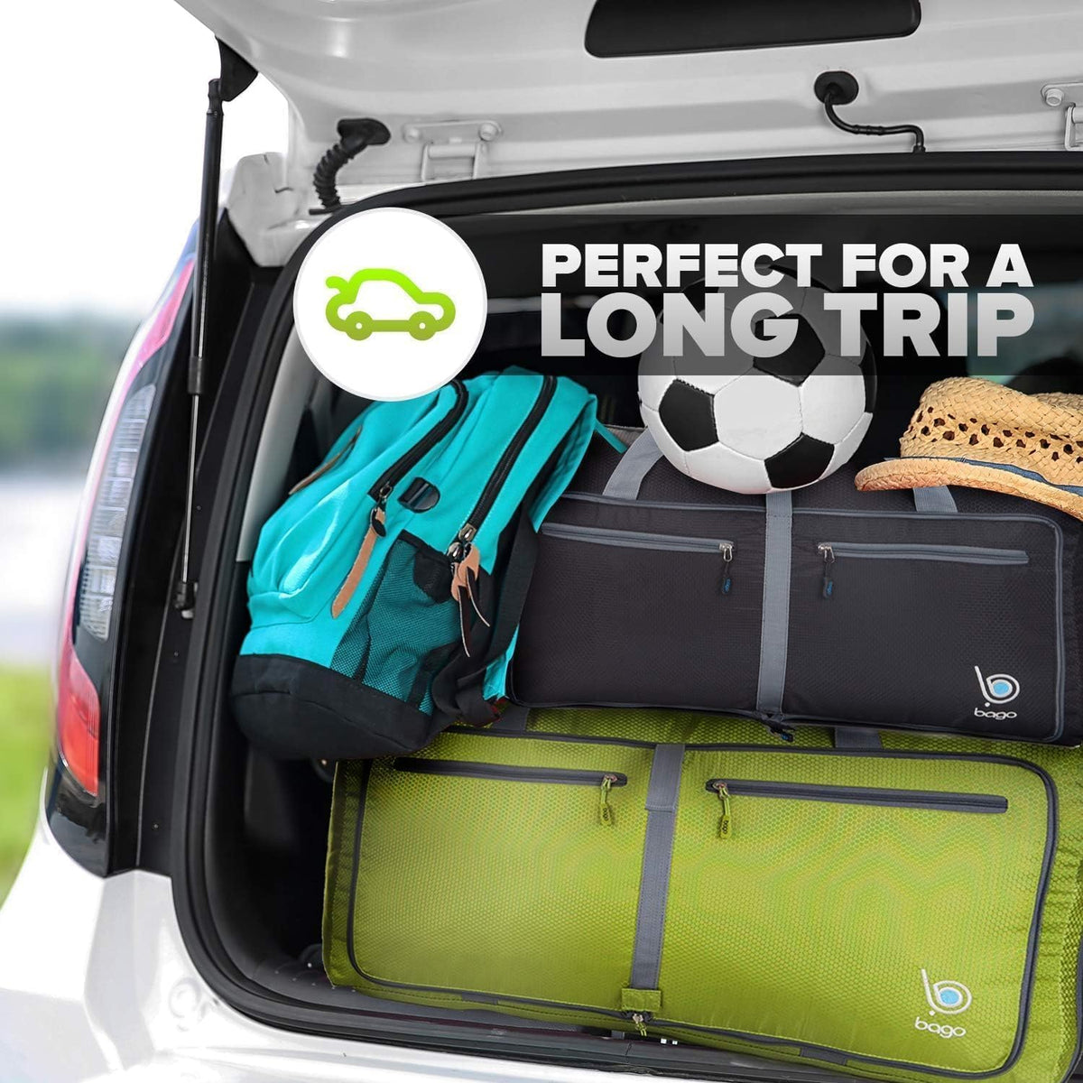 Bago Foldable Duffle Bag for Camping & Travel with Shoe Compartment. Large Duffle Bag for Women & Men. Durable Lightweight Duffel Bags for Traveling. 80L