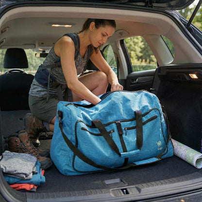 Bago Foldable Duffle Bag for Camping & Travel with Shoe Compartment. Large Duffle Bag for Women & Men. Durable Lightweight Duffel Bags for Traveling. 80L