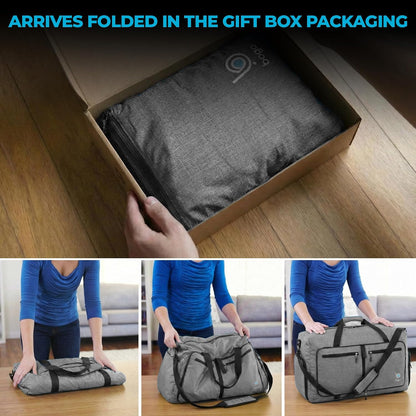 Bago Foldable Duffle Bag for Camping & Travel with Shoe Compartment. Large Duffle Bag for Women & Men. Durable Lightweight Duffel Bags for Traveling. 80L