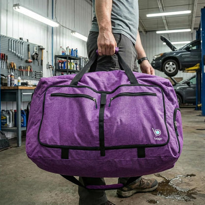 Bago Foldable Duffle Bag for Camping & Travel with Shoe Compartment. Large Duffle Bag for Women & Men. Durable Lightweight Duffel Bags for Traveling. 80L