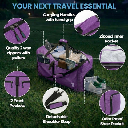 Bago Foldable Duffle Bag for Camping & Travel with Shoe Compartment. Large Duffle Bag for Women & Men. Durable Lightweight Duffel Bags for Traveling. 80L