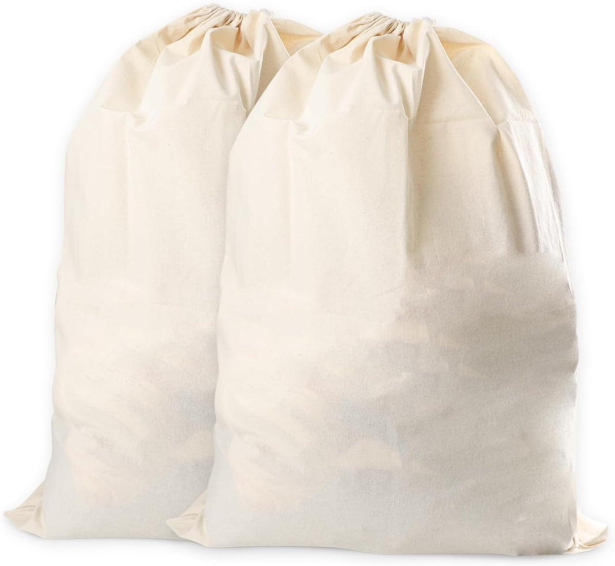 100% Cotton Laundry Bag with Drawstring Closure (Set of 2), Reusable & Washable Travel Laundry Bags for Dirty Clothes, Canvas Drawstring Bags, Laundromat Bag fo Easter, Natural Color