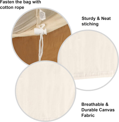 100% Cotton Laundry Bag with Drawstring Closure (Set of 2), Reusable & Washable Travel Laundry Bags for Dirty Clothes, Canvas Drawstring Bags, Laundromat Bag fo Easter, Natural Color
