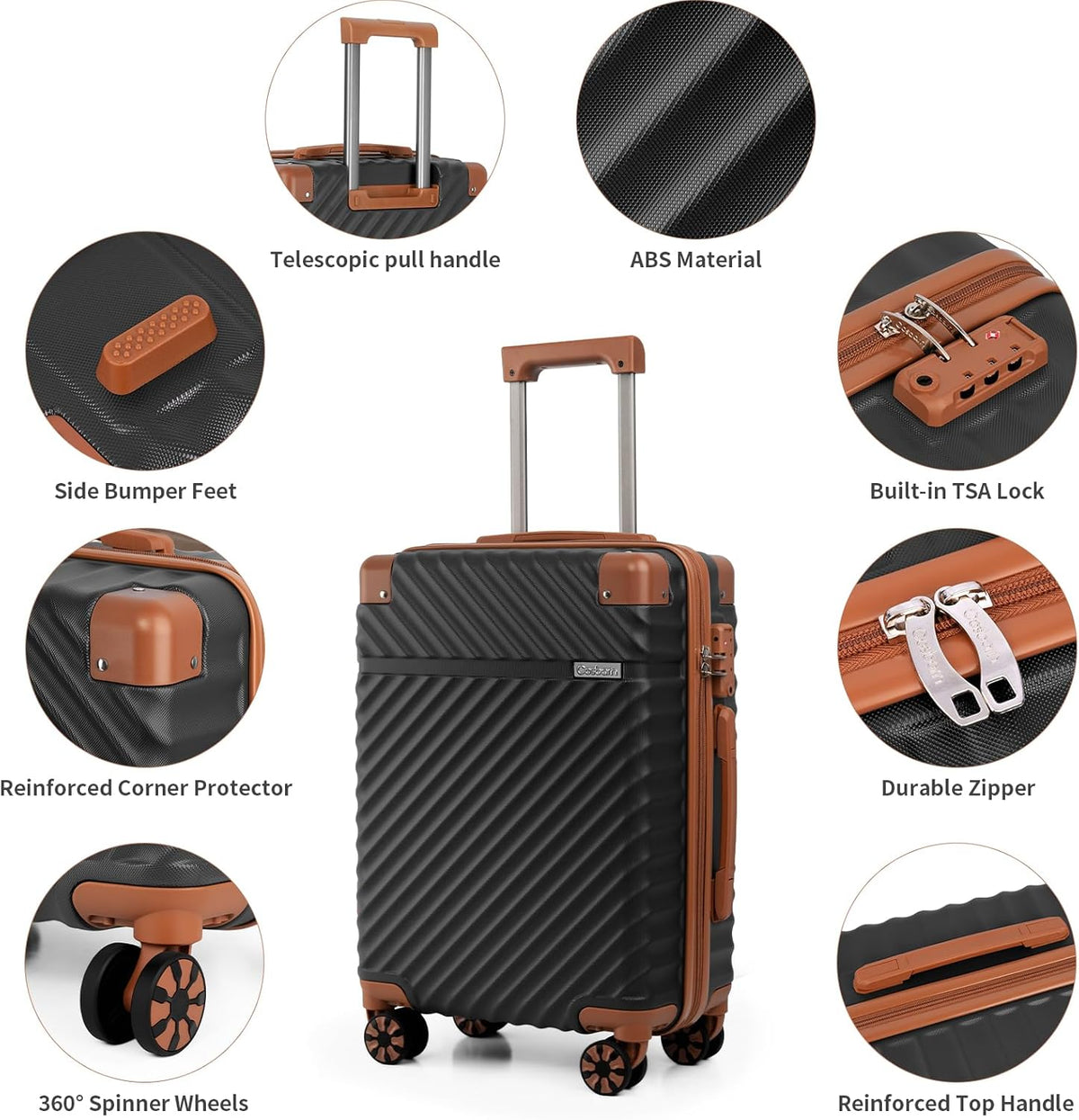 Carry On Luggage 22x14x9 Airline Approved, Hardside 20 Inch Carry on Suitcases with Wheels, Hard Shell ABS Lightweight Carry on Luggage Set, Travel Suitcase Set with TSA Lock, SkyBlue