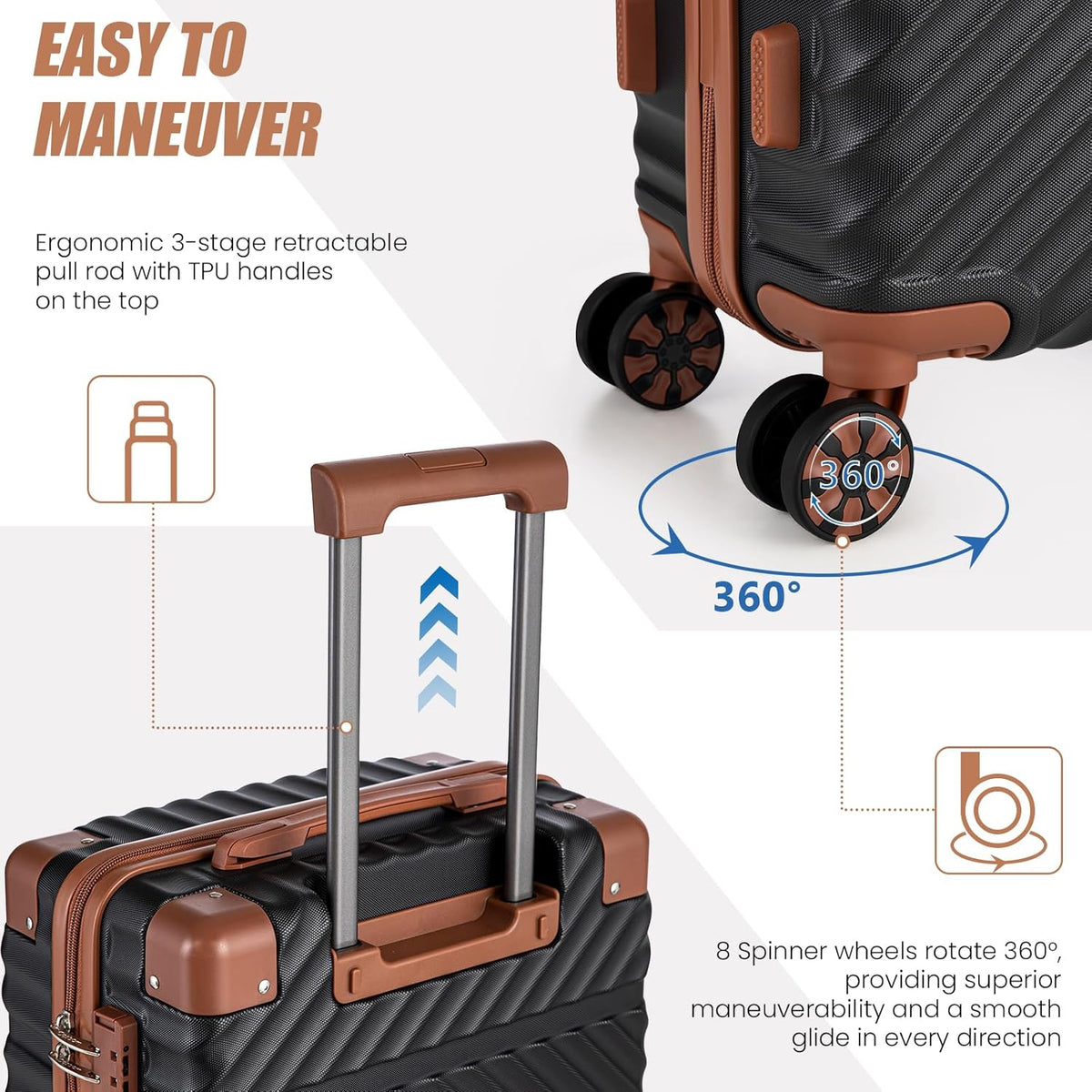 Carry On Luggage 22x14x9 Airline Approved, Hardside 20 Inch Carry on Suitcases with Wheels, Hard Shell ABS Lightweight Carry on Luggage Set, Travel Suitcase Set with TSA Lock, SkyBlue