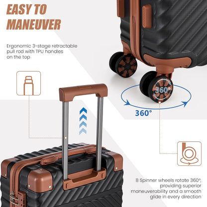 Carry On Luggage 22x14x9 Airline Approved, Hardside 20 Inch Carry on Suitcases with Wheels, Hard Shell ABS Lightweight Carry on Luggage Set, Travel Suitcase Set with TSA Lock, SkyBlue