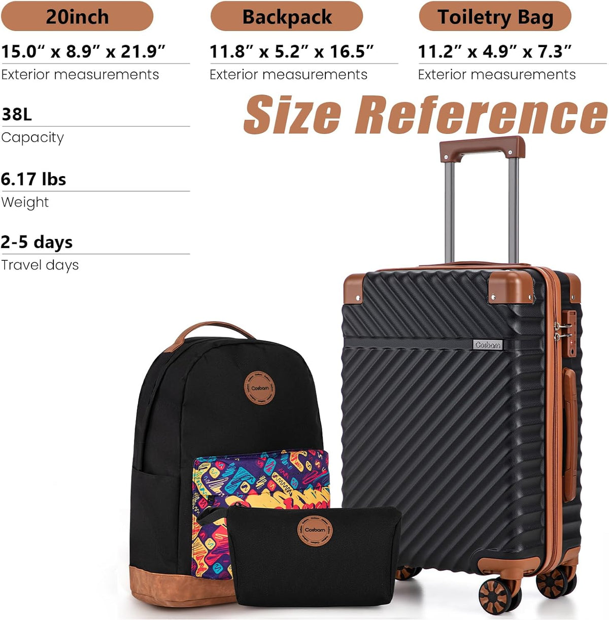 Carry On Luggage 22x14x9 Airline Approved, Hardside 20 Inch Carry on Suitcases with Wheels, Hard Shell ABS Lightweight Carry on Luggage Set, Travel Suitcase Set with TSA Lock, SkyBlue