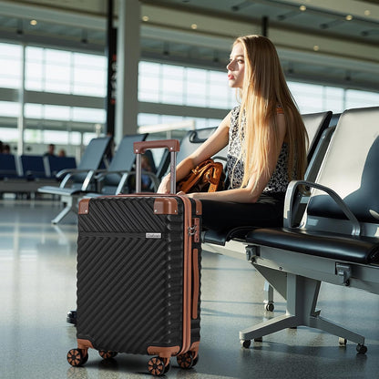 Carry On Luggage 22x14x9 Airline Approved, Hardside 20 Inch Carry on Suitcases with Wheels, Hard Shell ABS Lightweight Carry on Luggage Set, Travel Suitcase Set with TSA Lock, SkyBlue