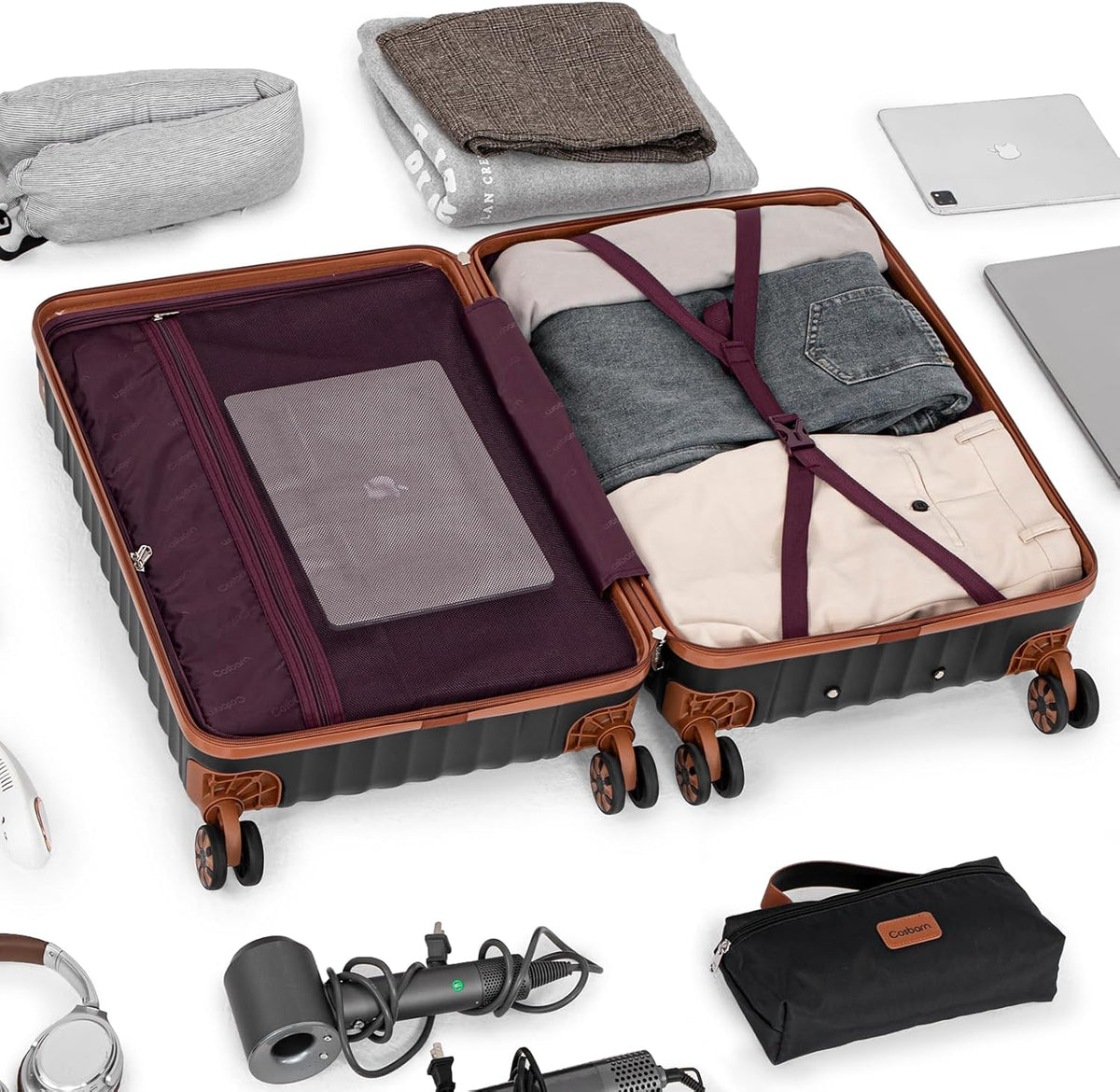 Carry On Luggage 22x14x9 Airline Approved, Hardside 20 Inch Carry on Suitcases with Wheels, Hard Shell ABS Lightweight Carry on Luggage Set, Travel Suitcase Set with TSA Lock, SkyBlue