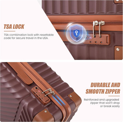 Carry On Luggage 22x14x9 Airline Approved, Hardside 20 Inch Carry on Suitcases with Wheels, Hard Shell ABS Lightweight Carry on Luggage Set, Travel Suitcase Set with TSA Lock, SkyBlue