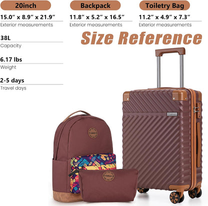 Carry On Luggage 22x14x9 Airline Approved, Hardside 20 Inch Carry on Suitcases with Wheels, Hard Shell ABS Lightweight Carry on Luggage Set, Travel Suitcase Set with TSA Lock, SkyBlue