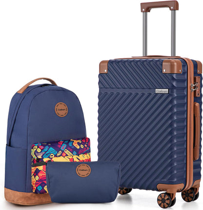 Carry On Luggage 22x14x9 Airline Approved, Hardside 20 Inch Carry on Suitcases with Wheels, Hard Shell ABS Lightweight Carry on Luggage Set, Travel Suitcase Set with TSA Lock, SkyBlue
