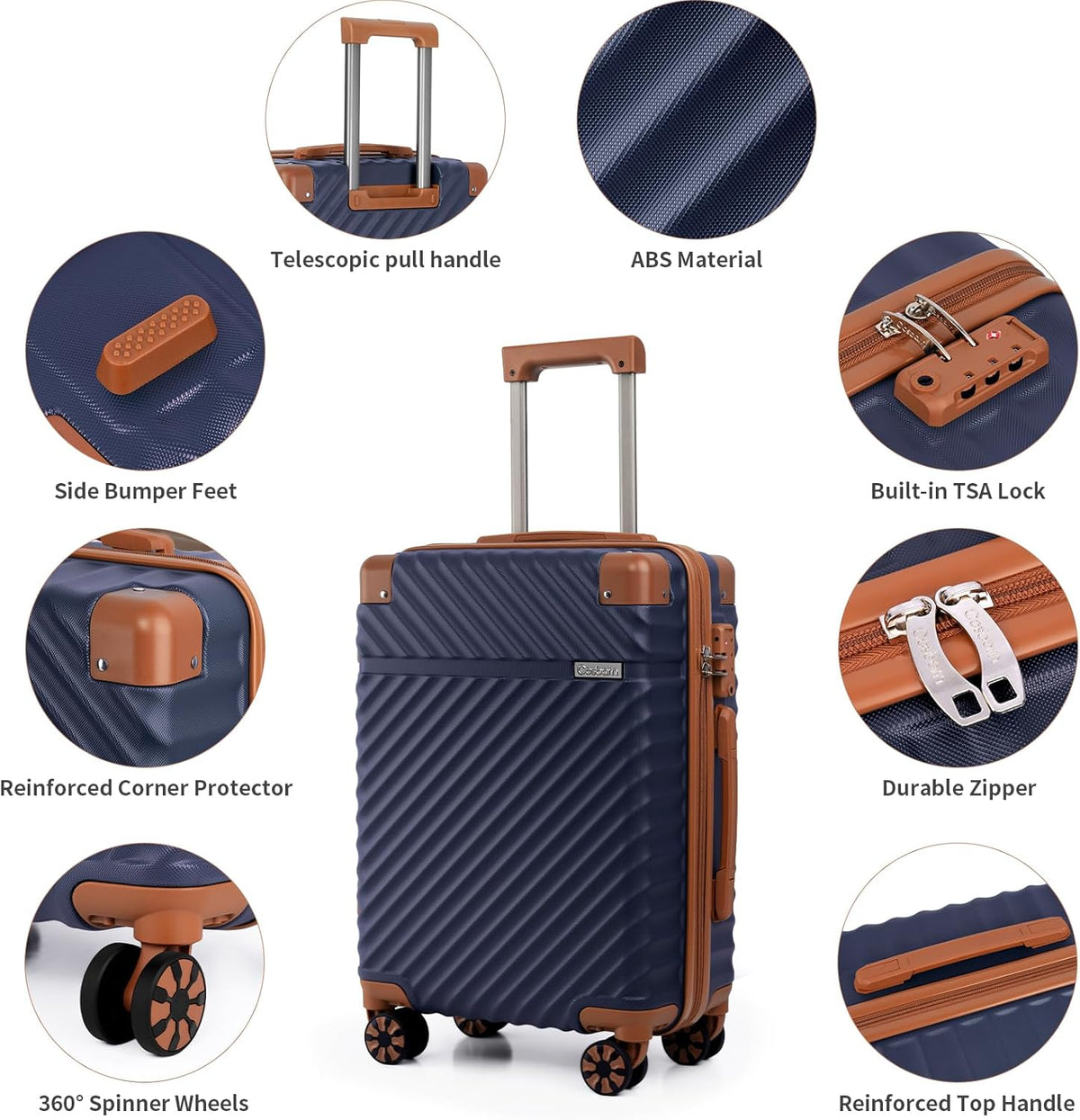 Carry On Luggage 22x14x9 Airline Approved, Hardside 20 Inch Carry on Suitcases with Wheels, Hard Shell ABS Lightweight Carry on Luggage Set, Travel Suitcase Set with TSA Lock, SkyBlue
